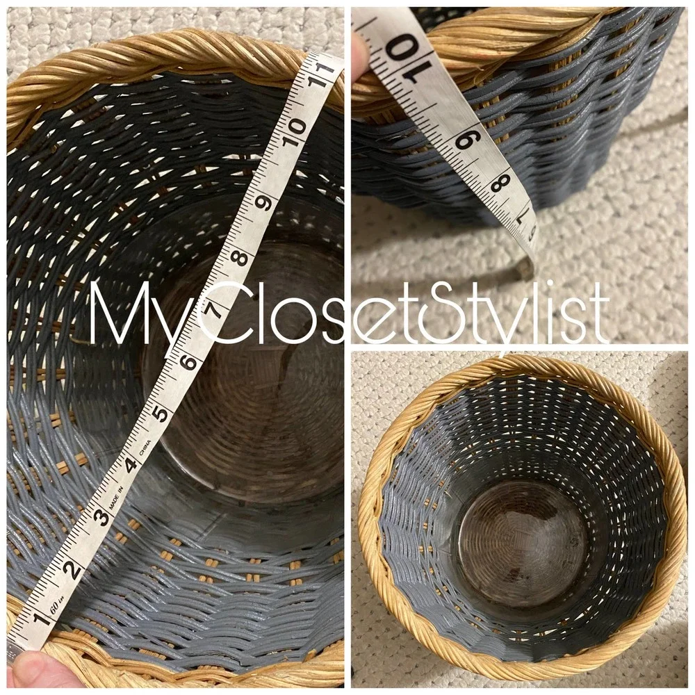 Anthropologie Woven Wicker Basket New Large Plant Pot Decor Decorative Wood tree